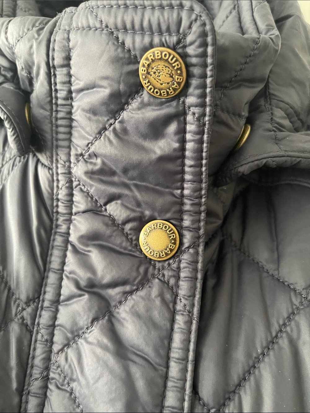 Barbour Quilted Hooded Puffer Coat - Navy - Picture 2 of 7